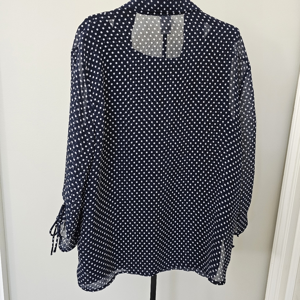 Draper's & Damon's Blue And White Polka Dot 2 Piece Tank And Blouse Large - Picture 4 of 6